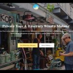 Screenshot halaman utama website Plesar Plesir yang menampilkan hero section destinasi wisata Malang Raya dengan desain modern dan visual menarik.
