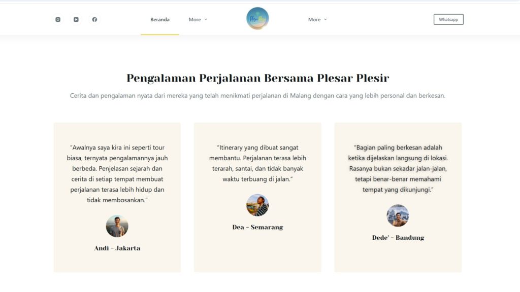 Testimoni pelanggan dan portofolio proyek untuk meningkatkan kredibilitas website bisnis
